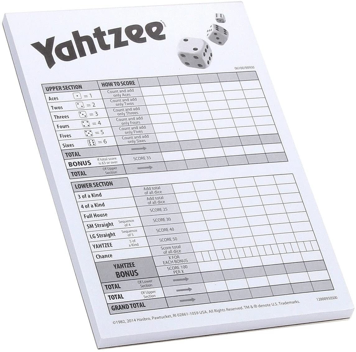 Hasbro Yahtzee Pads With Tabs