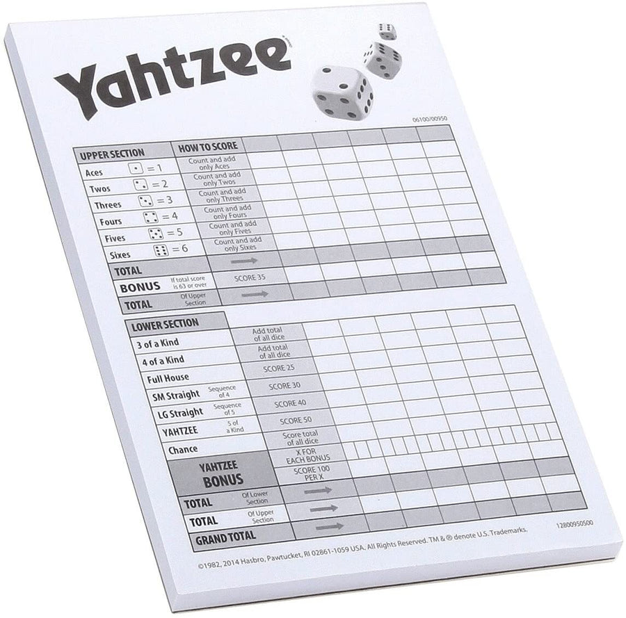 Hasbro Yahtzee Pads With Tabs