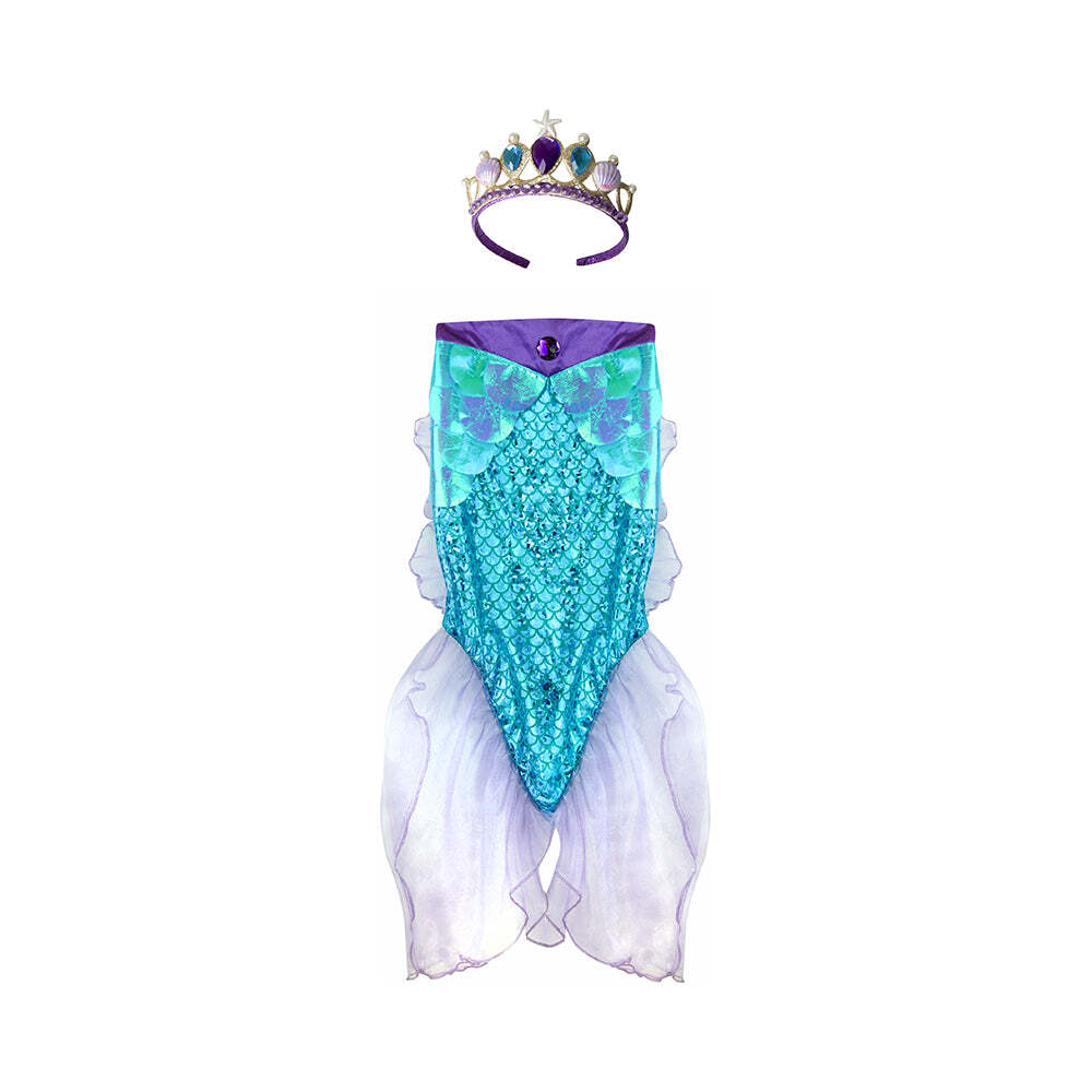 Great Pretenders Mermaid Glimmer Skirt With Tiara - Blue/Lilac 5-6YR