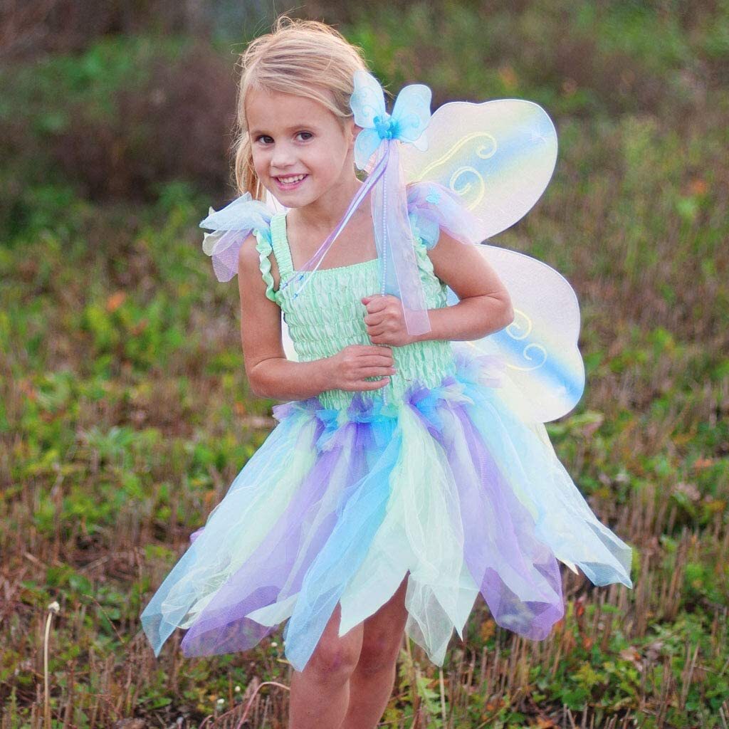 Great Pretender Multi Colour - Butterfly Dress With Wings And Wand