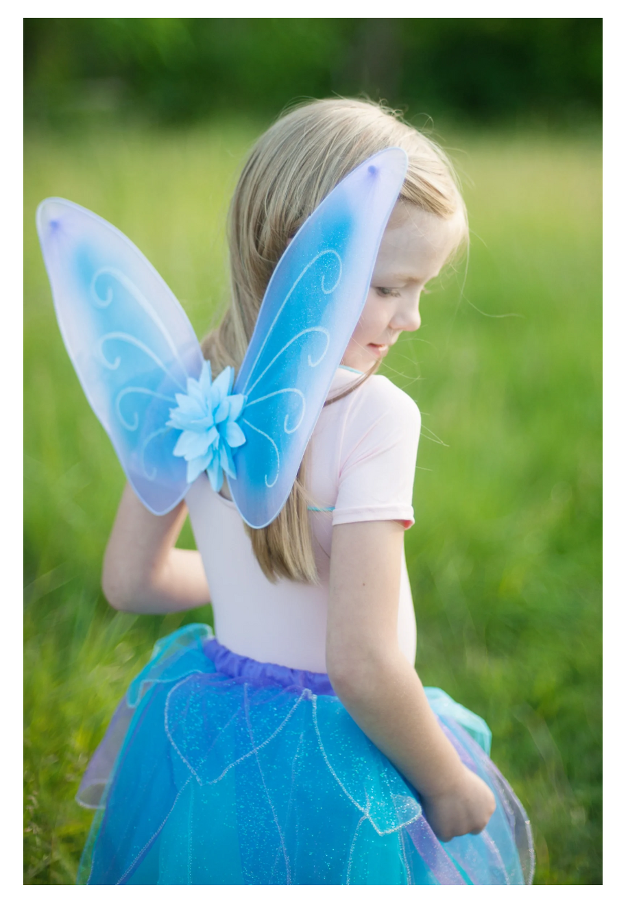 Great Pretenders Blue Fancy Flutter Skirt with Wings & Wand