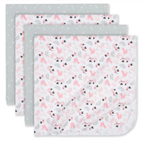 Just Born Bunnies Flannel Blankets 4 Pack