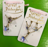 Great Pretneders Boutique Holigraphic Star Necklace & Rings or Clip On Earrings