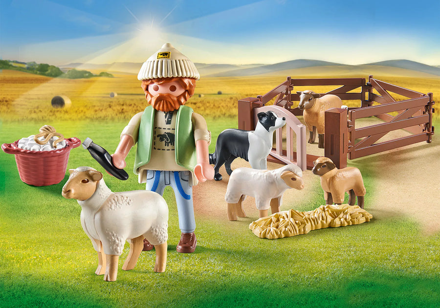 Playmobil Country Young Shepherd With Flock Of Sheep 71444