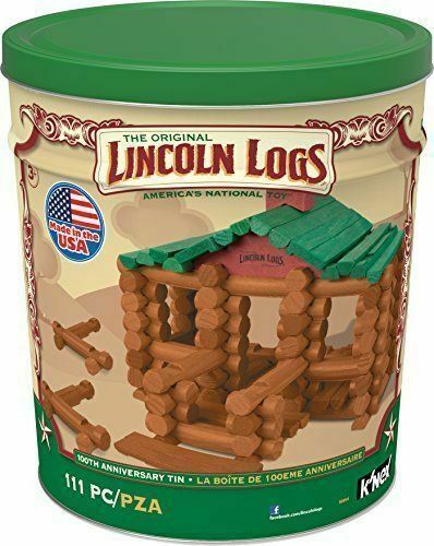 K'NEX Lincoln Logs 100th Anniversary Tin 111 Pieces