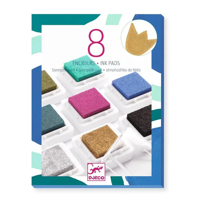 Djeco 8 Ink Pads With Cleaner/Chic