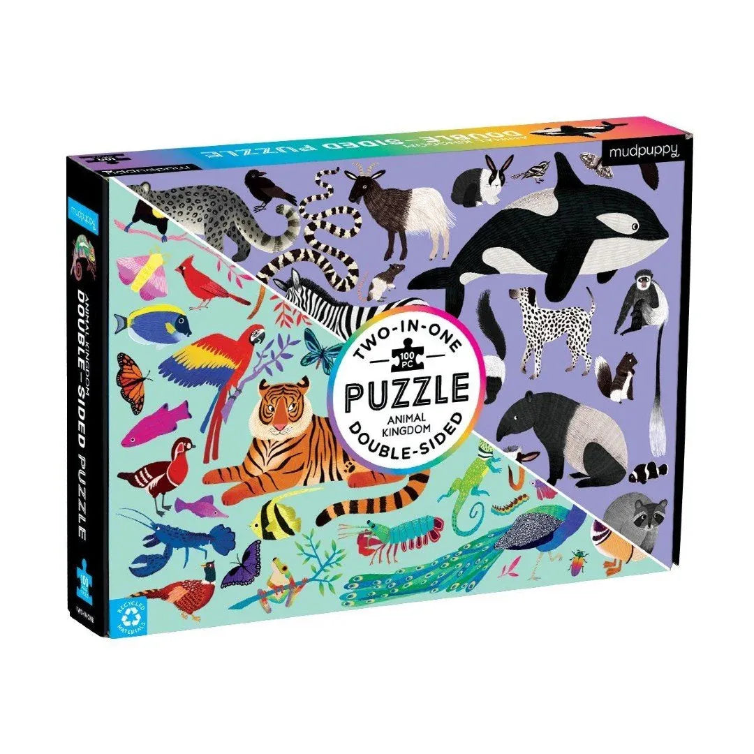 Mudpuppy Animal Kingdom Puzzle 100pc Double Sided