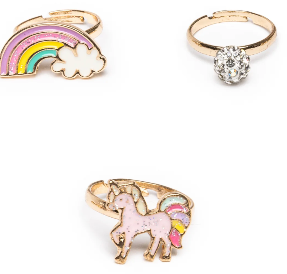 Great Pretenders Boutique Unicorn Rainbow Rings 3 Pack