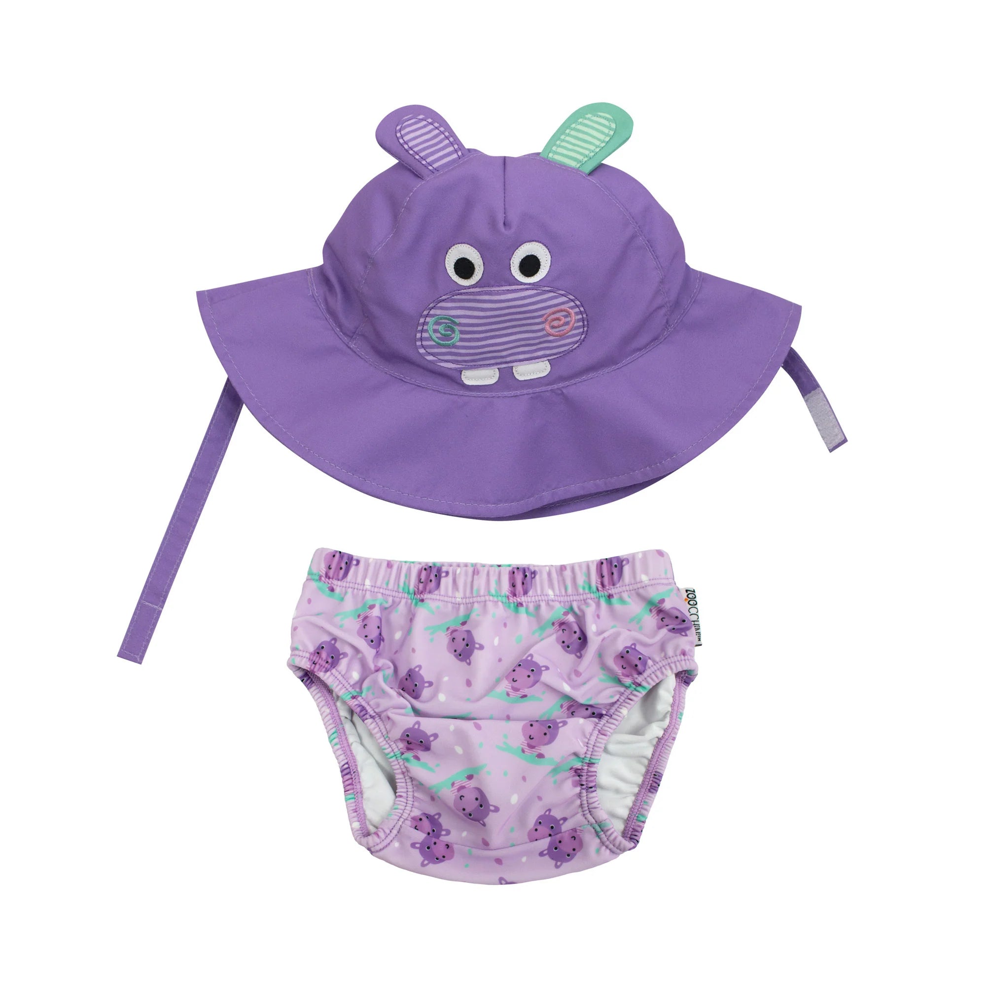 Baby Swim Diaper & Sun Hat Set - Harper The Hippo