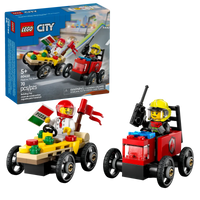 Lego City Pizza vs Fire Truck Race Cars 60458