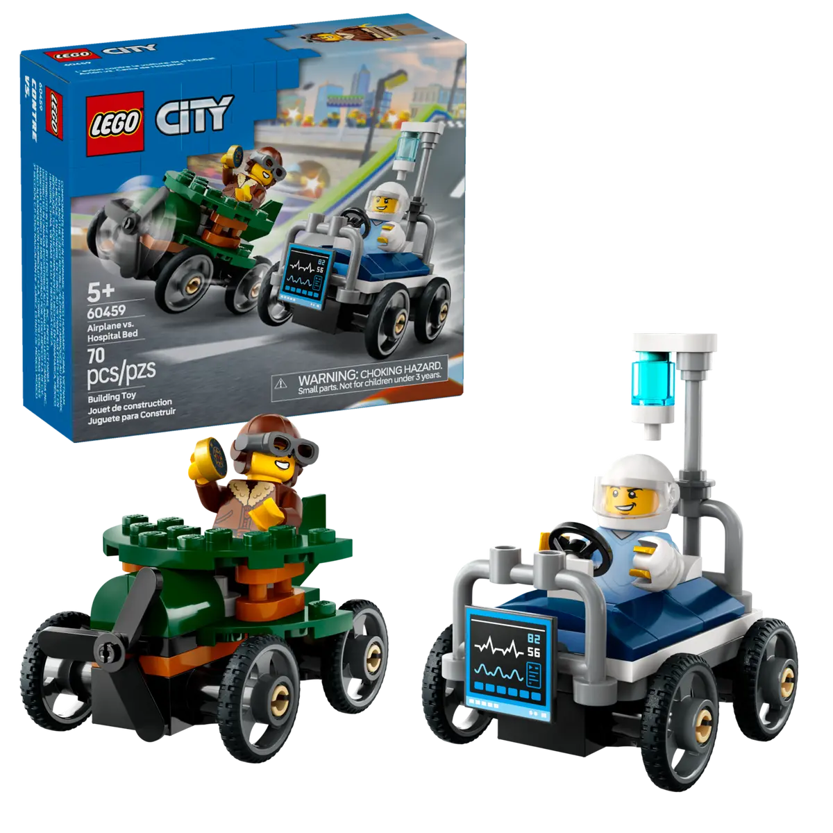 Lego City Airplane vs Hospital Bed Race 60459