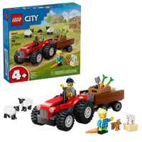 Lego City Red Farm Tractor With Trailer & Sheep 60461