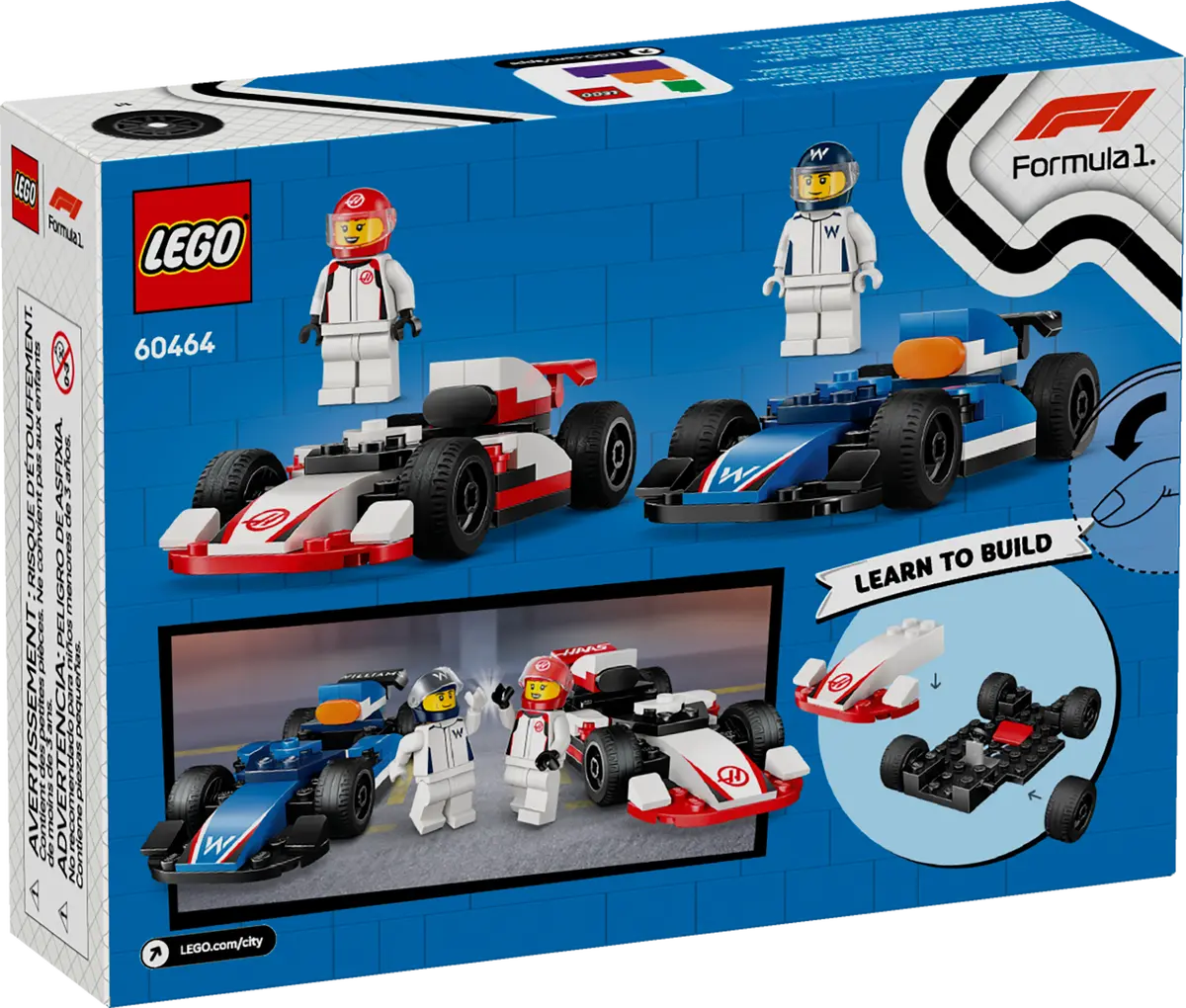 Lego City Formula 1 F1 Williams Racing & Haas F1 Race Cars 60464