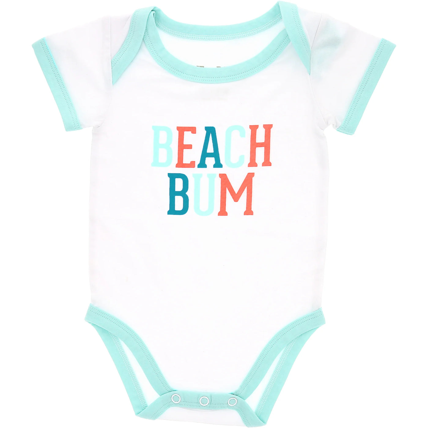 12-24M Beach Bum - Aqua Trimmed Bodysuit
