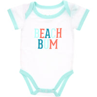 12-24M Beach Bum - Aqua Trimmed Bodysuit