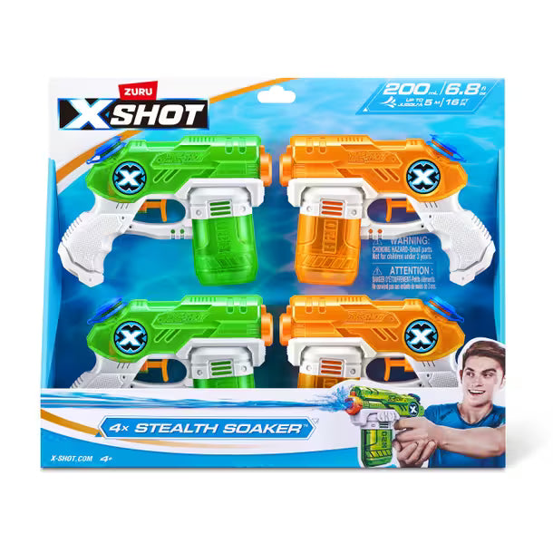 X-Shot Water Warfare Stealth Soaker Water Blaster 4 Pack