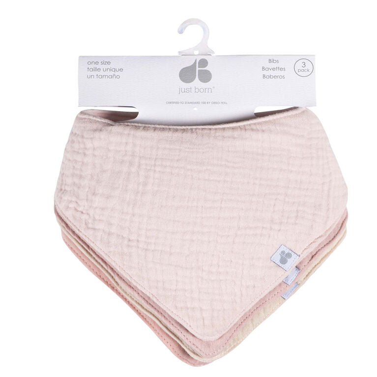 Just Born Pink 4 Pack Bandana Bibs