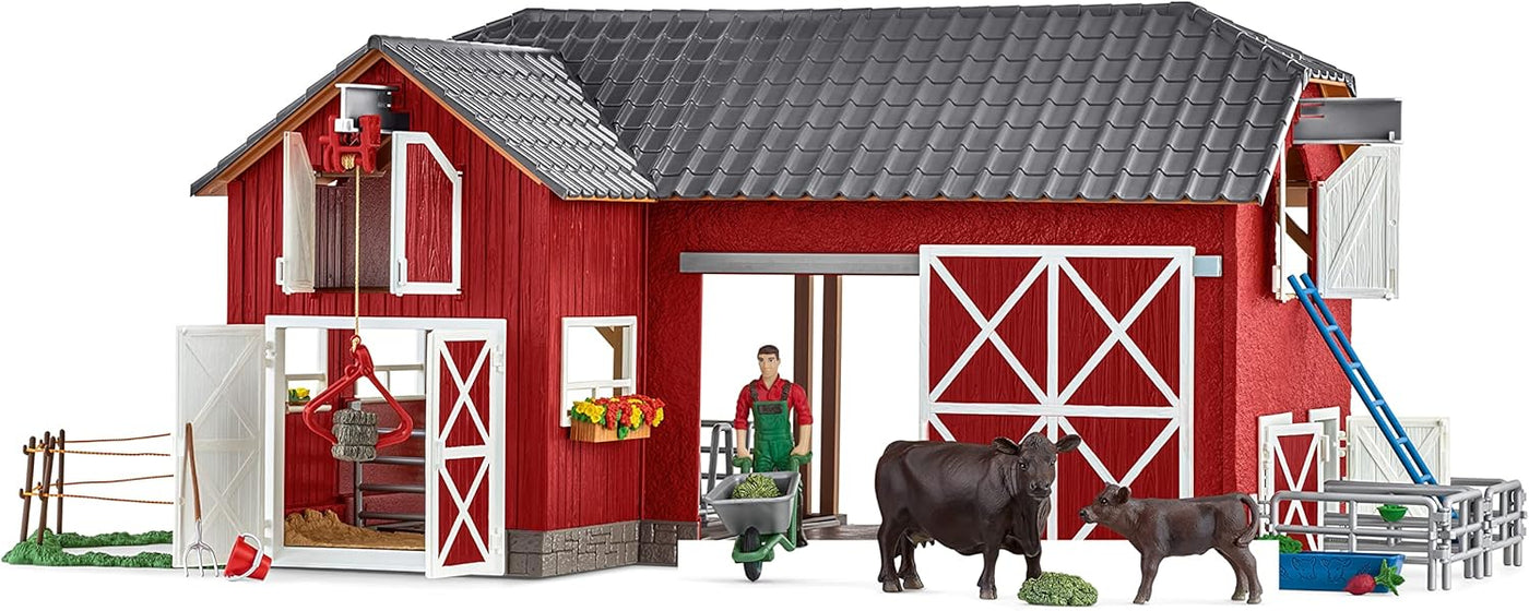 Schleich Farm World Large Red Barn With Animals And Accessories