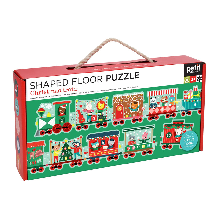 Petit Collage 30pc Christmas Train Shaped Floor Puzzle