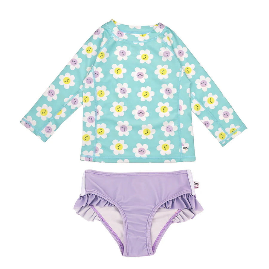 Zoocchini Daisy Rashgaurd Swim Top & Bikini Bottom 4T