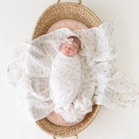 Lulujo Kitty & Flower 2 Pack Muslin Swaddles