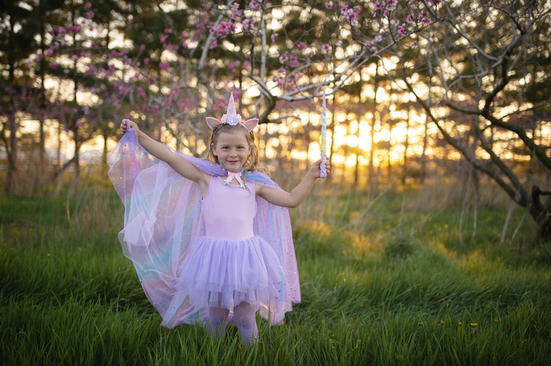 Great Pretenders Rainbow Unicorn Cape & Headband 2pc 4-6yrs