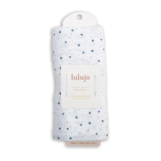 Lulujo Stars Muslin Cotton Swaddle Blanket