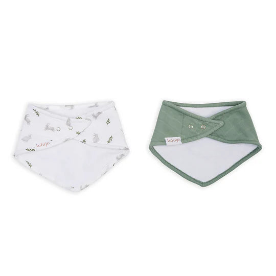 Lulujo Boho Bunny Fern 2 Pack Bandana Bibs