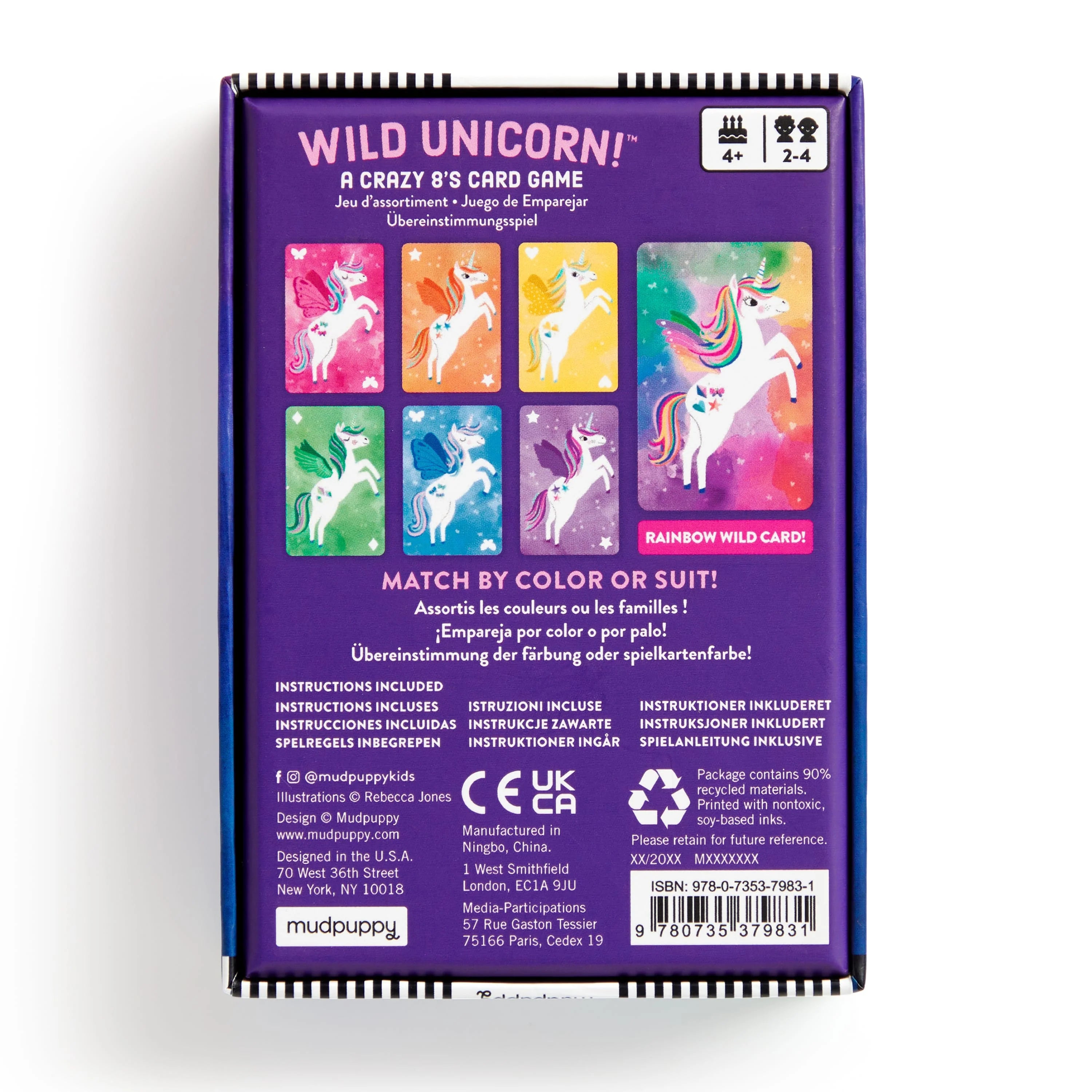 Mudpuppy Wild Unicorn Card Game (Crazy 8s Card Game)