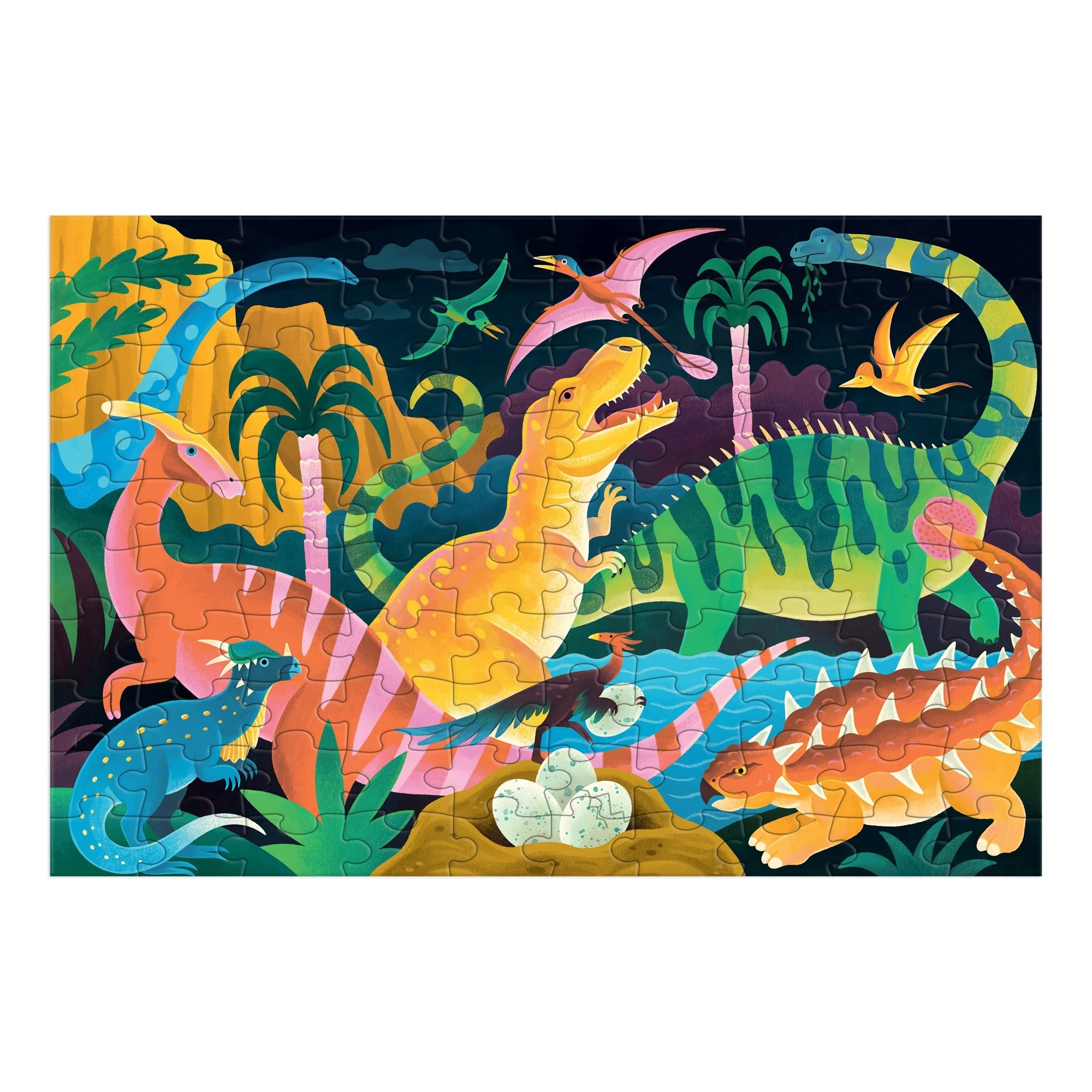 Mudpuppy Dinosaur Park Glow In The Dark 100 Piece Puzzle