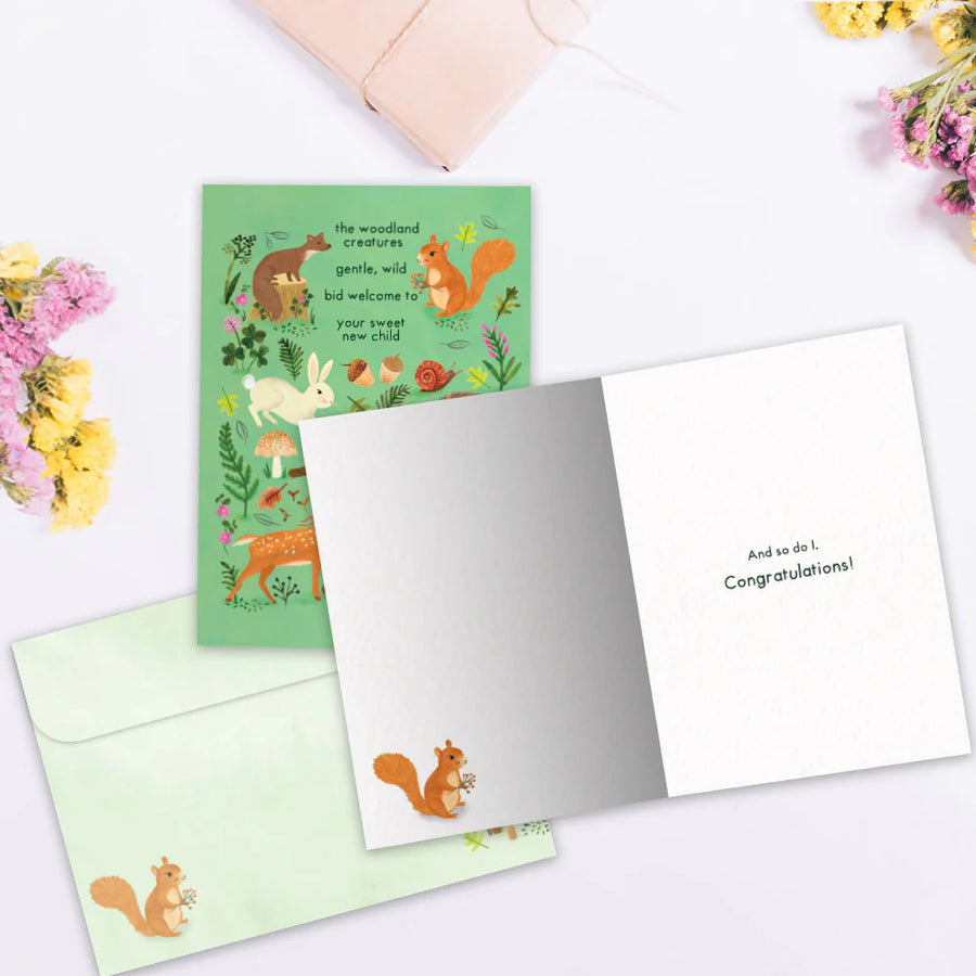 Tree Free Greeting Card Woodland Creatures - New Baby
