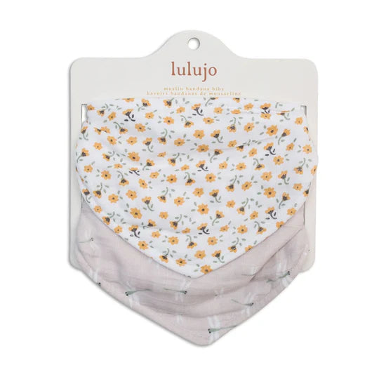 Lulujo Boho Vintage Floral Dragonfly 2 Pack Bandana Bibs