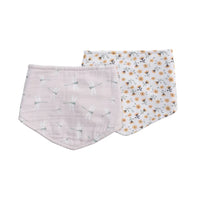 Lulujo Boho Vintage Floral Dragonfly 2 Pack Bandana Bibs