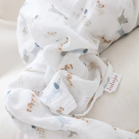 Lulujo Puppy & Stars 2 Pack Cotton Muslin Swaddle Blankets