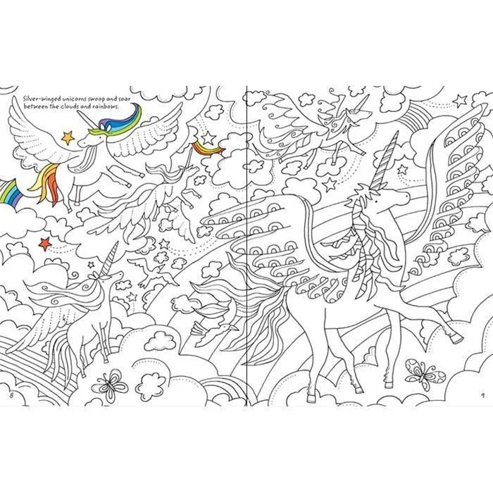 Usborne Minis Unicorns Colouring Book with Rub Down Transfers